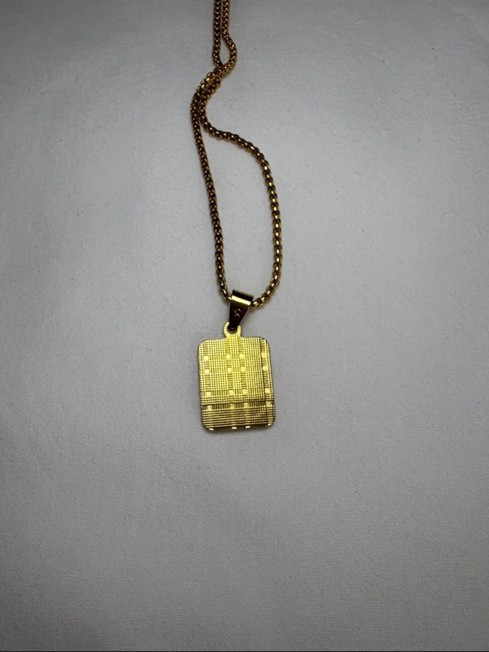 Gold Initial W Pendant Rectangle Necklace Women's Jewelry - Picture 6 of 6